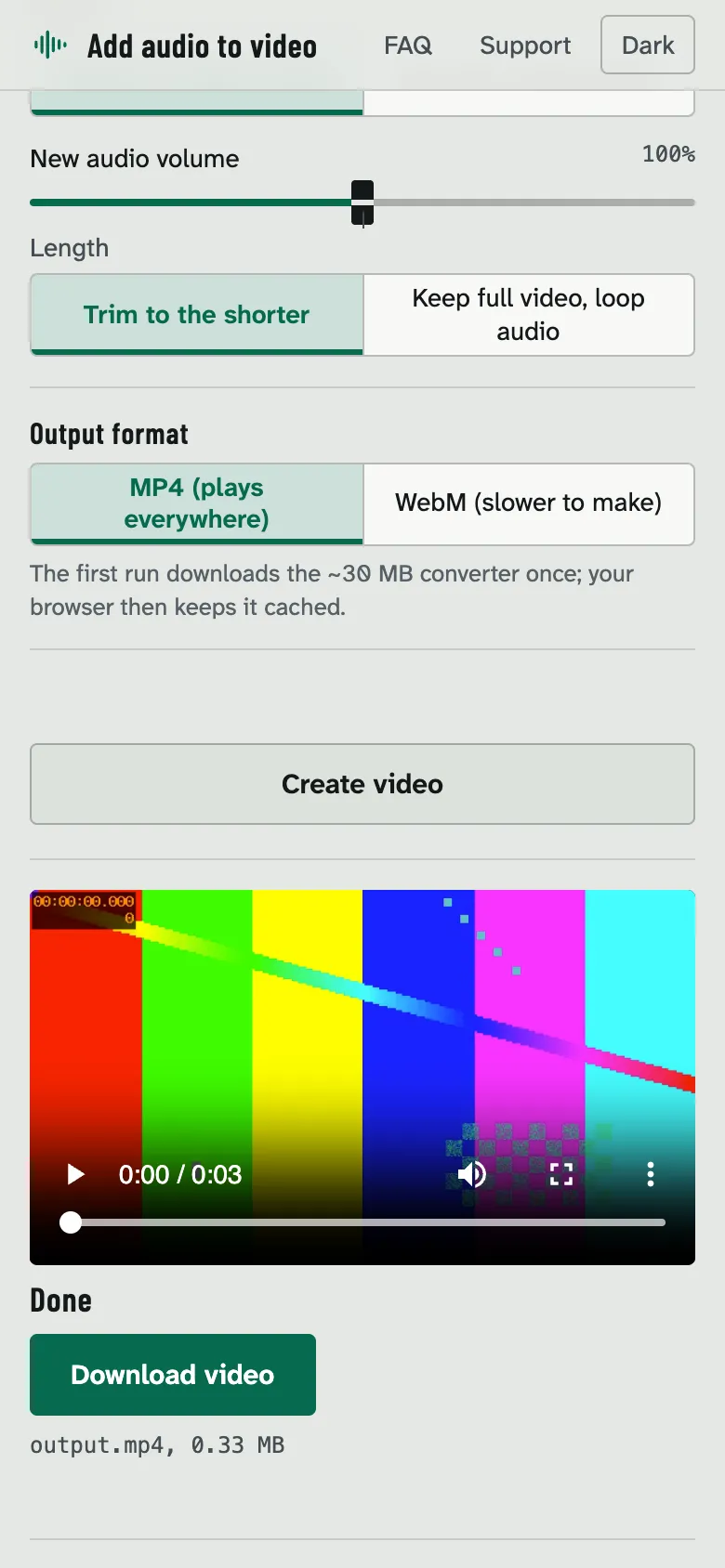 Finished: preview and download