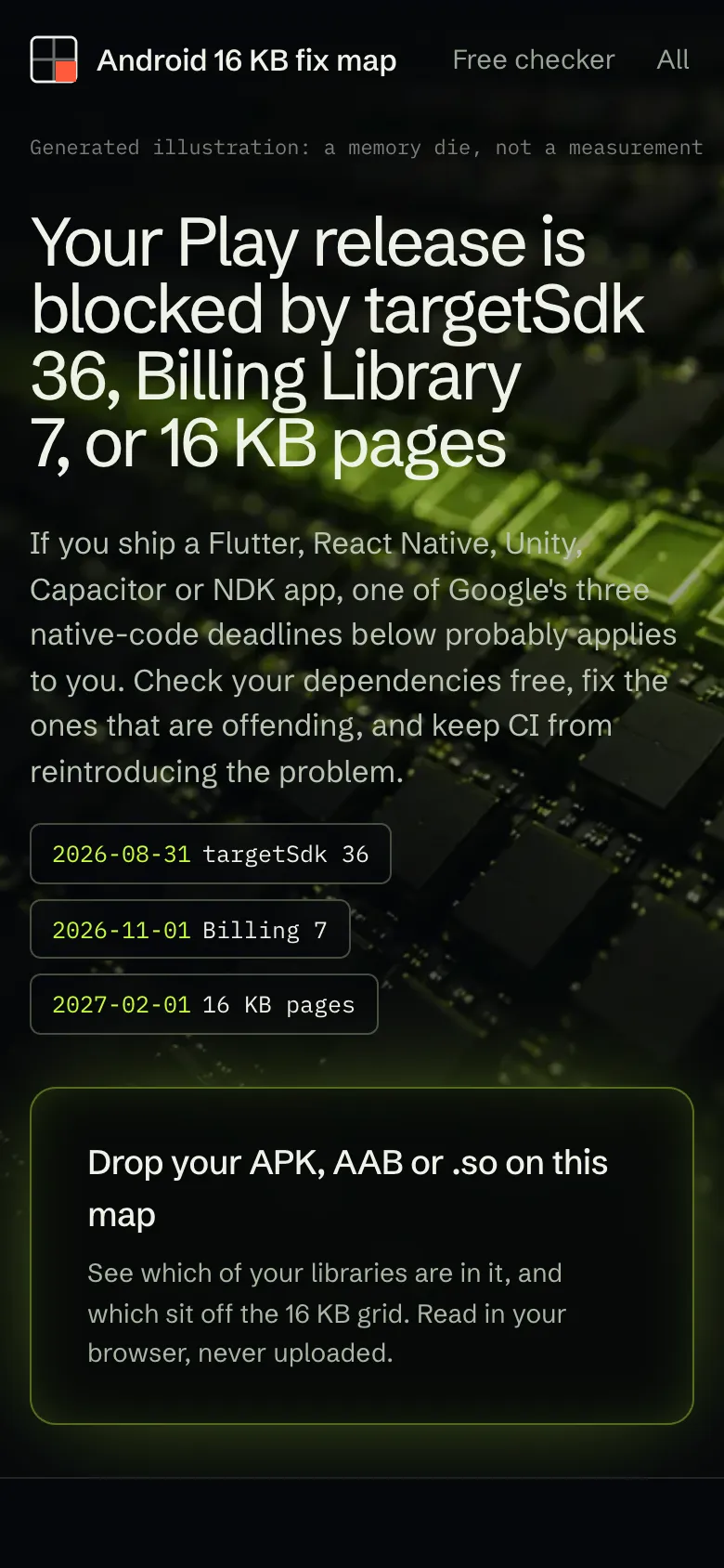 Android 16 KB fix map on a phone