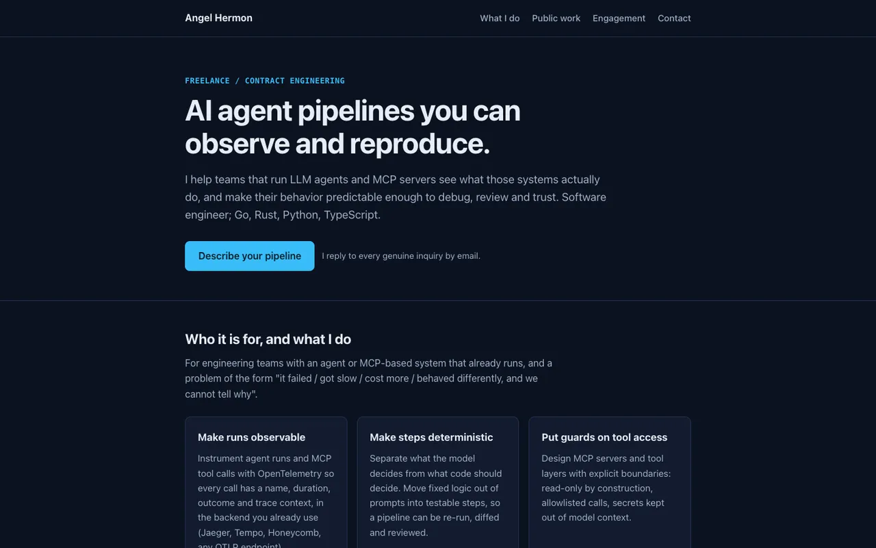 Before: version 1 of the anhermon.dev front page