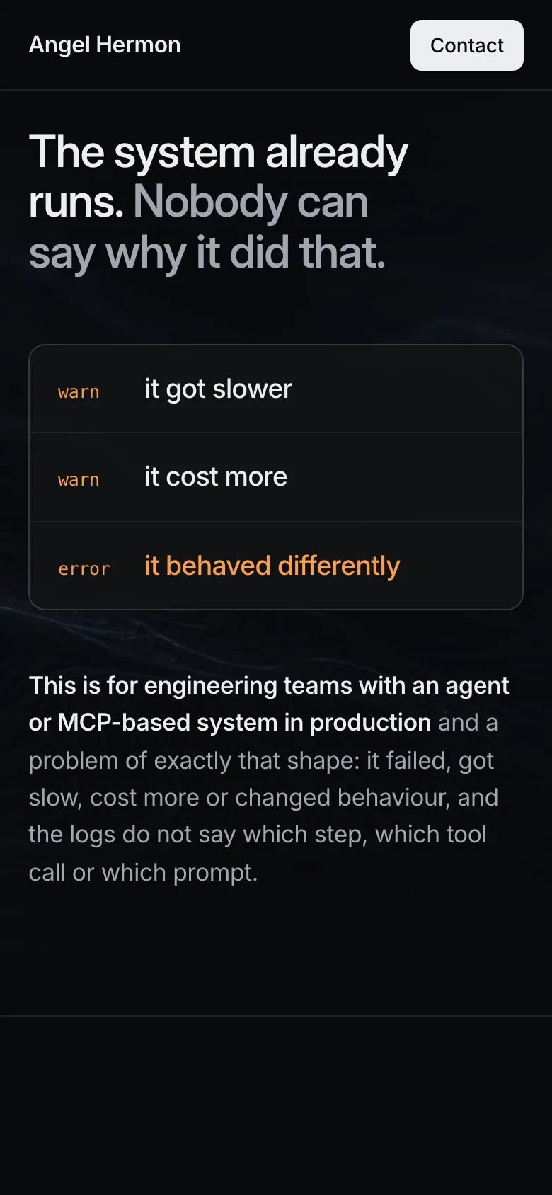 Problem, as a log