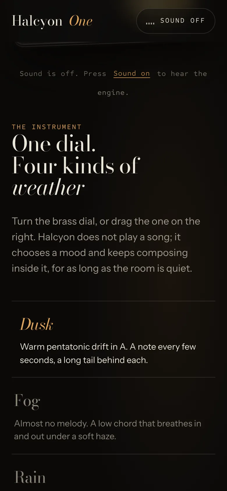 The dial: four moods