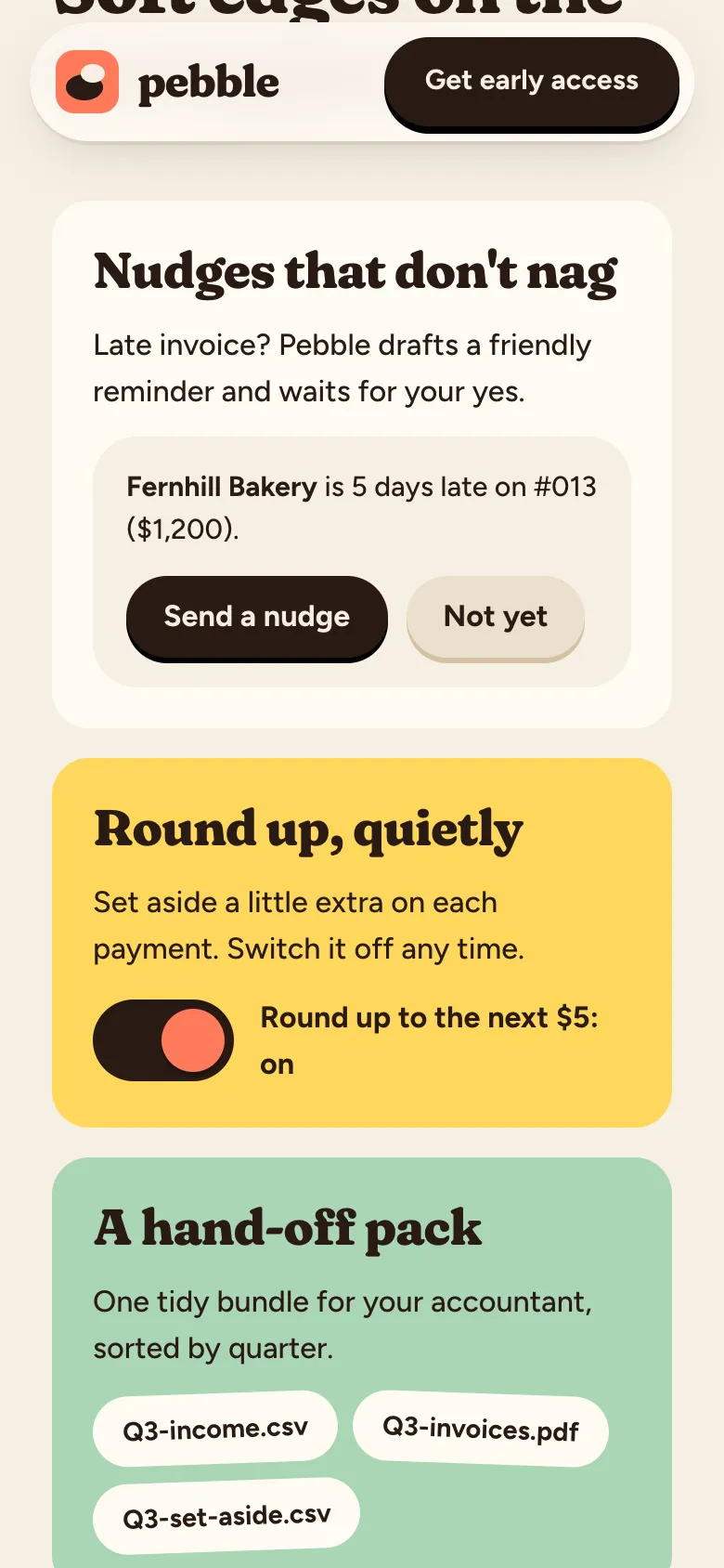 Small interactions: nudge, round-up toggle
